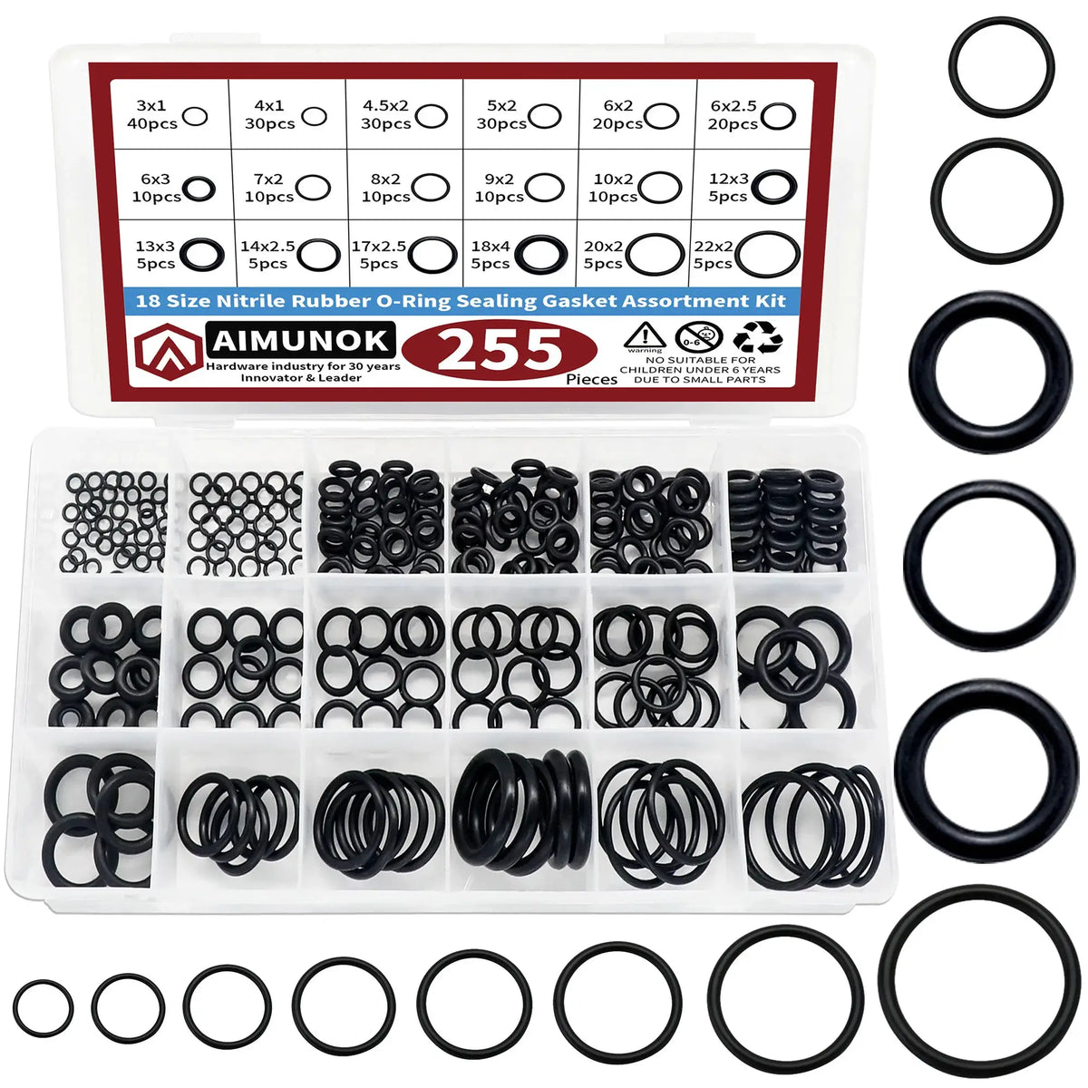 255pcs Rubber O Rings Kit, 18 Size Metric NBR Washer Gasket Sealing Assortment Kit, for Plumbing Faucet, Automotive, Air Or Gas from PriceLows™