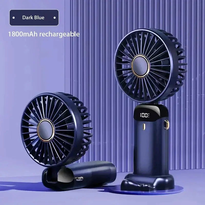 Portable Handheld Mini Fan Foldable Neck Hanging Fans 5 Speed USB Rechargeable Fan with Phone Stand and Display Screen 1800mAh from PriceLows™