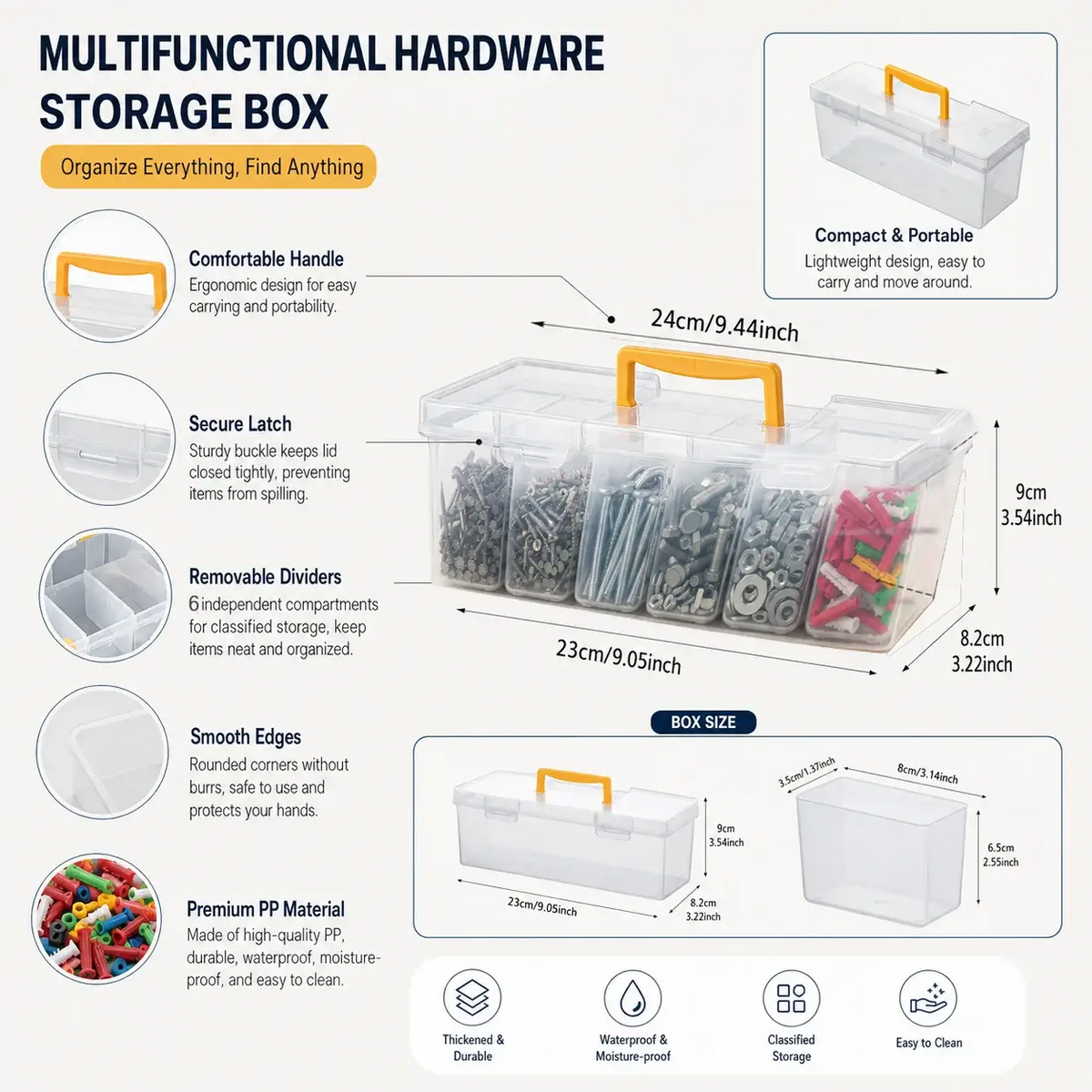 7-in-1 Portable Hardware Storage Box ,6 Detachable Small Bins,Multifunctional Organizer for Screws,Nuts & Household Small Parts from PriceLows™