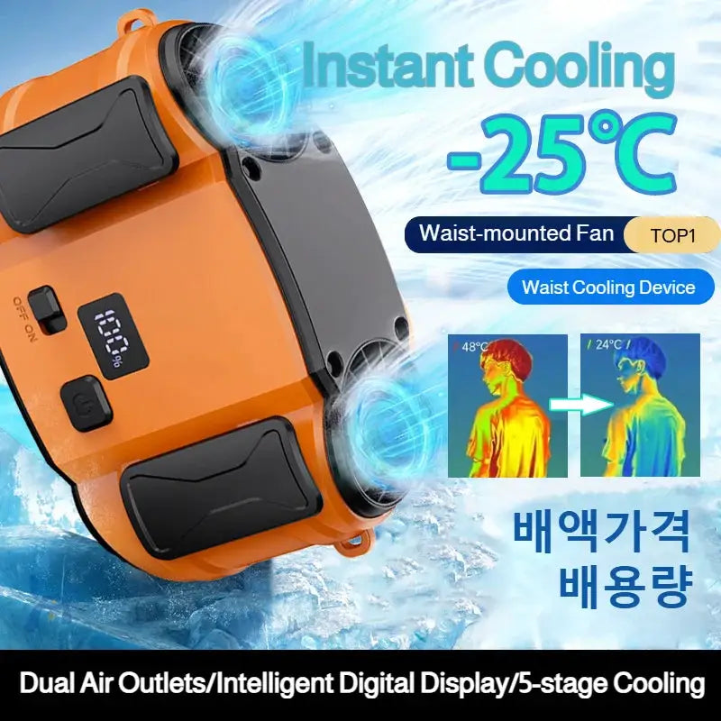 Outdoor Double Air Outlet Fan Portable Waist Hanging Neck Strong Dual Air Vents Fans For Travel Sports Courier Outdoor Working from PriceLows™