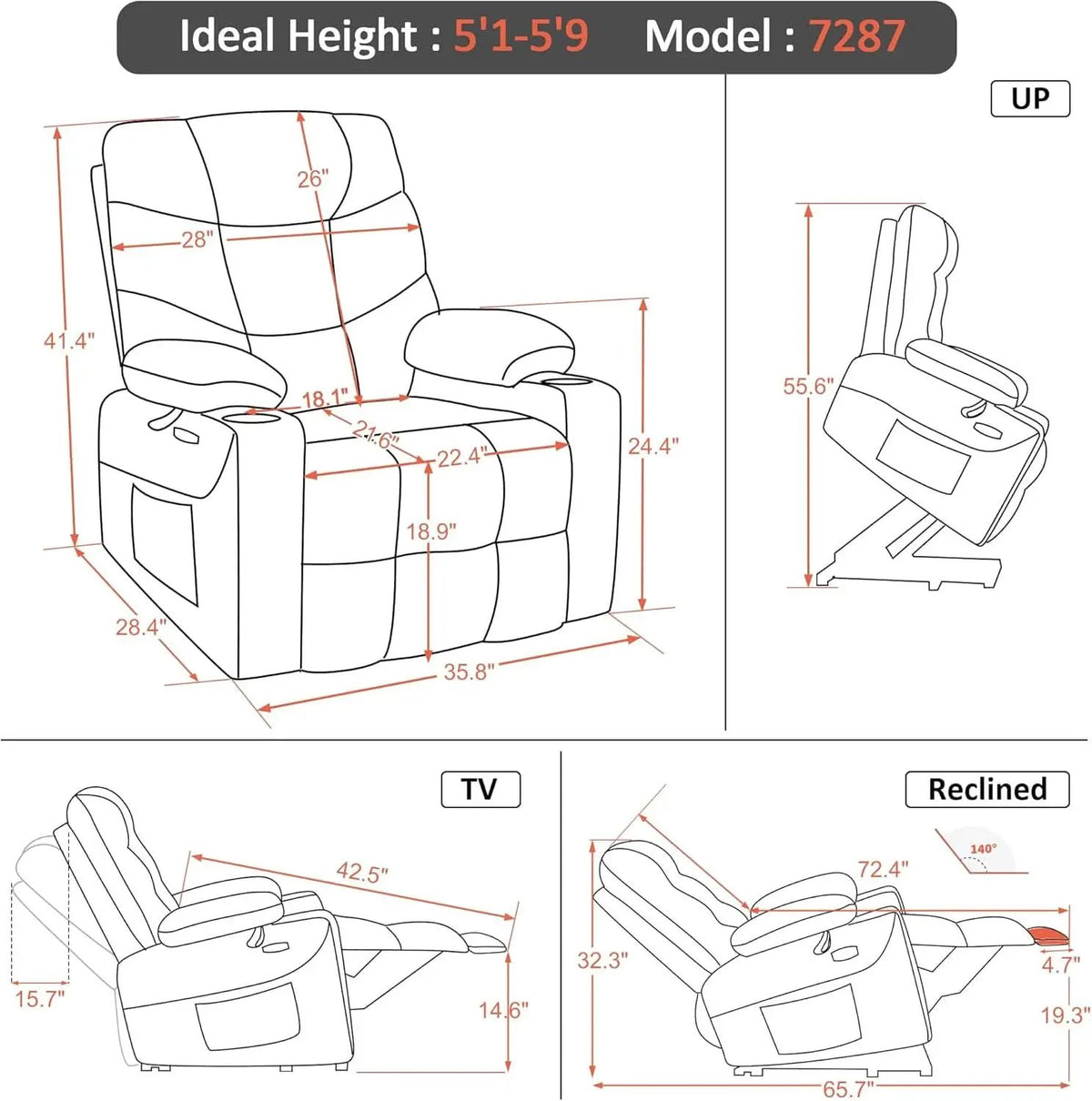 Power Lift Recliner Chair With Extended Footrest Light Grey from PriceLows™