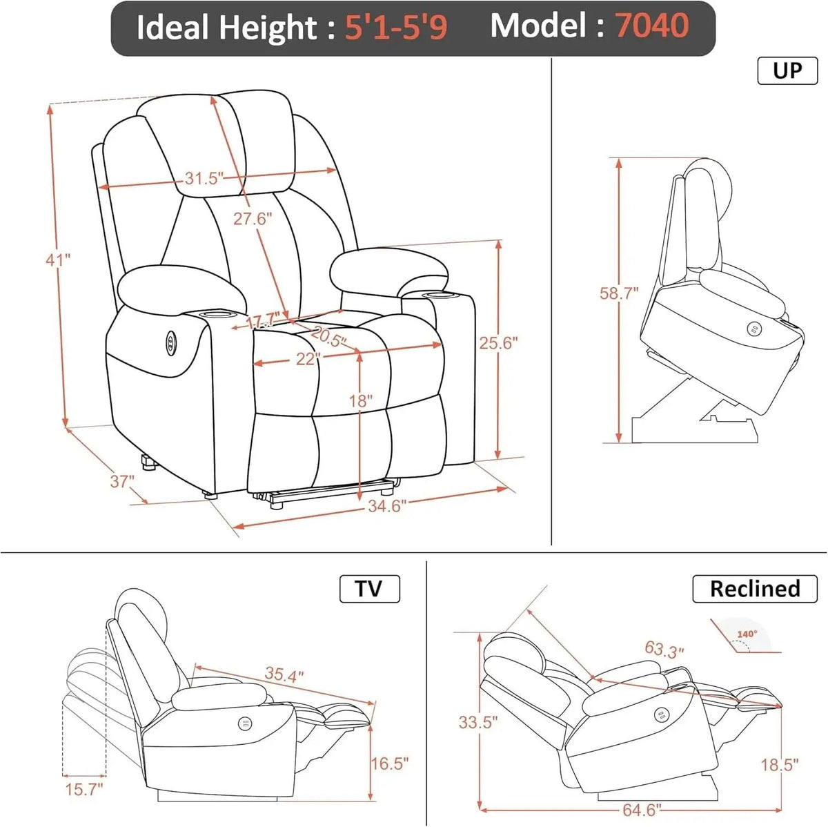 Power Lift Recliner Chair With Massage And Heat Cream White from PriceLows™
