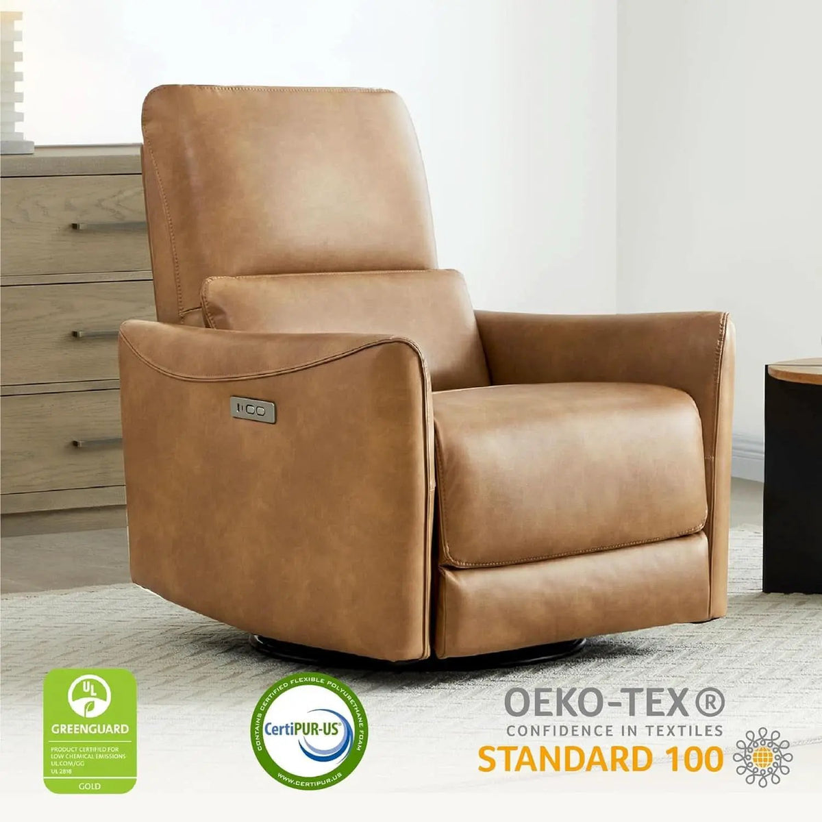 Power Recline Swivel Recliner With Lumbar Support For Living Room from PriceLows™