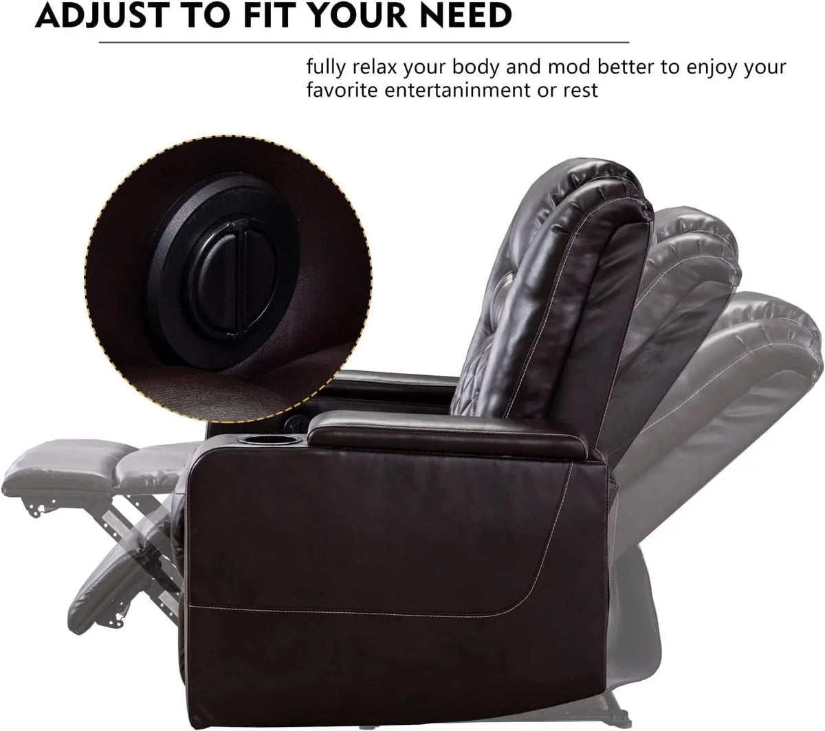 Power Recliner Chair With USB Ports And Cup Holders Brown from PriceLows™