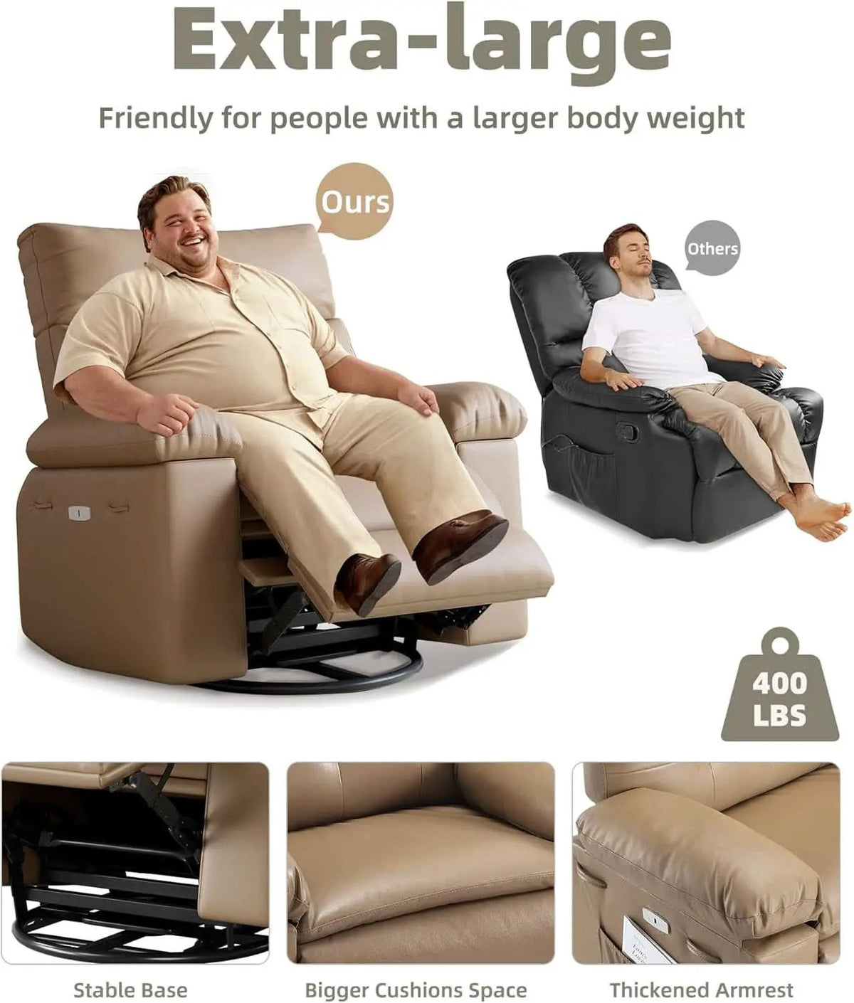 Power Swivel Massage Recliner With Heat And Vibration from PriceLows™
