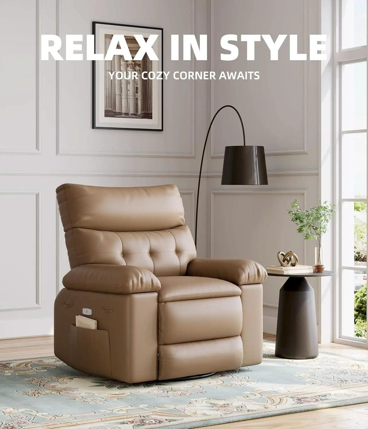 Power Swivel Massage Recliner With Heat And Vibration from PriceLows™