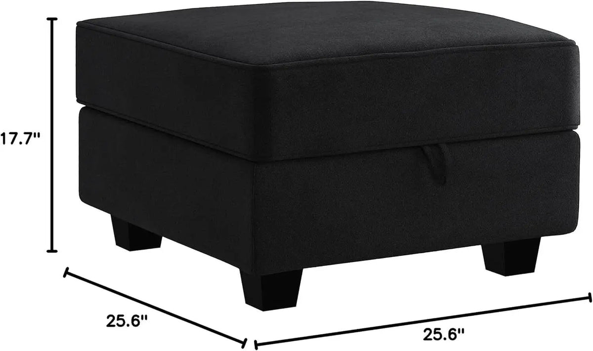 Premium Velvet Black Multifunctional Storage Ottoman from PriceLows™