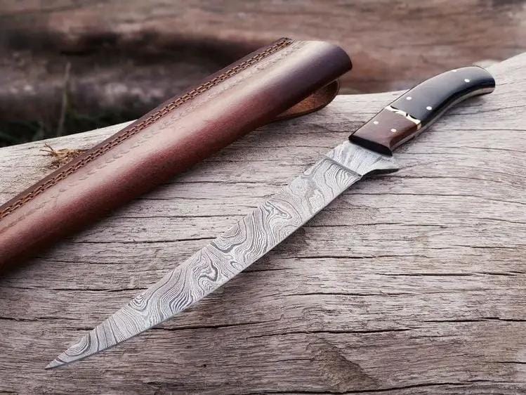 Custom Handmade Damascus Steel Fishing Fillet Knife 13" Blade with Rosewood and | 13 Inch | Damascus Steel | fillet fishing Knife