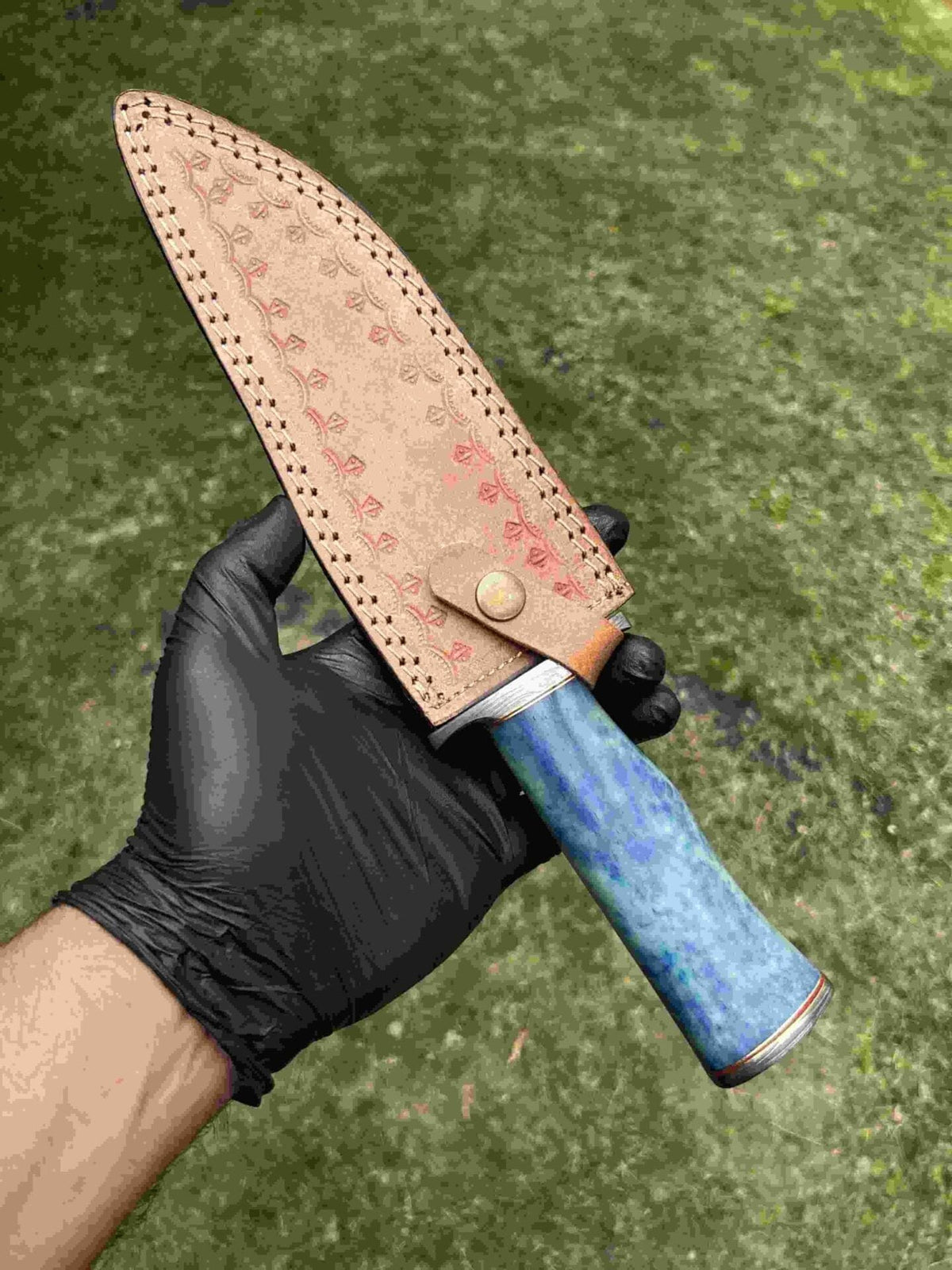 Custom Damascus Steel Bowie Knife with Color Bone Handle and Damascus Steel Guard | 13 Inch | Damascus Steel | Custom handmade bowie Knife