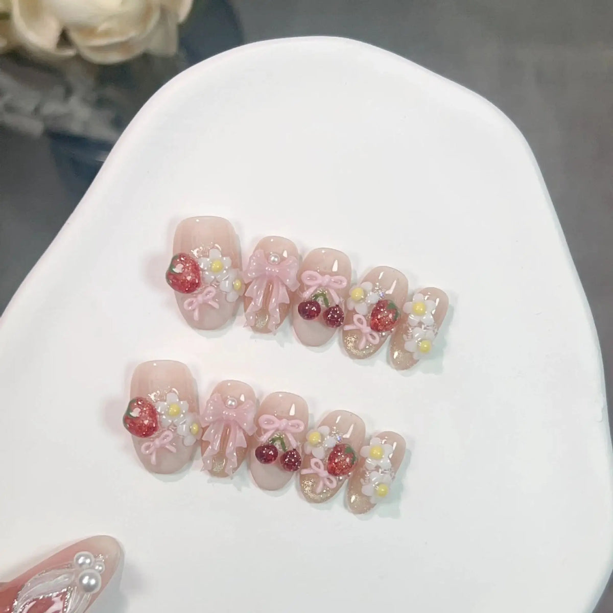 Press On Nails | 3D Flower Almond | PriceLows™