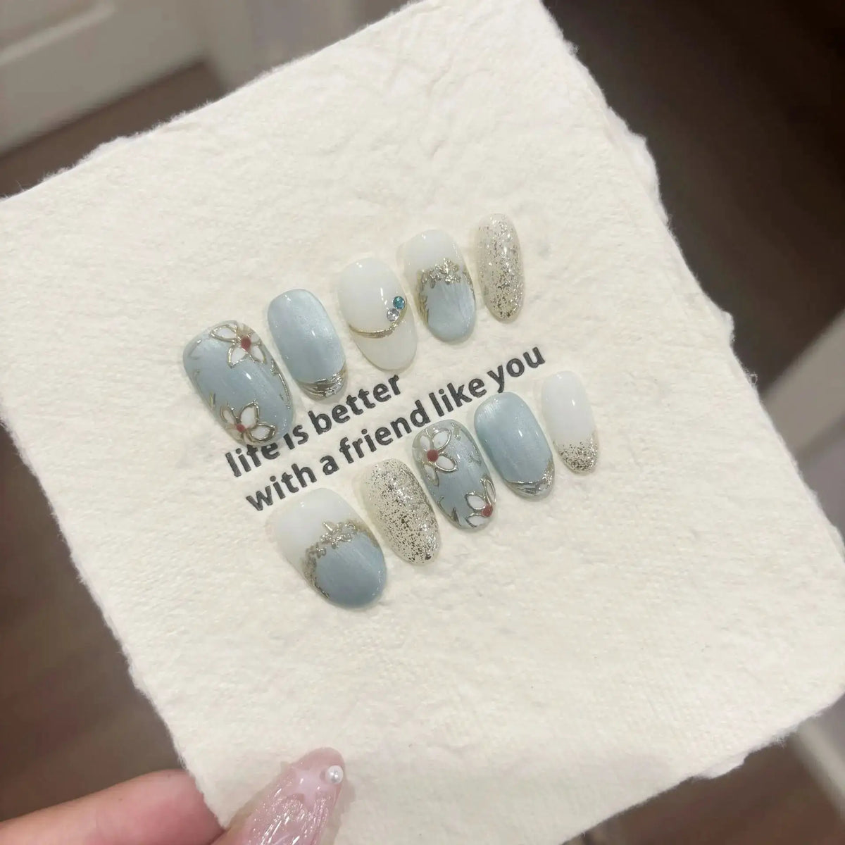 Press On Nails | 3D Flower Almond | PriceLows™
