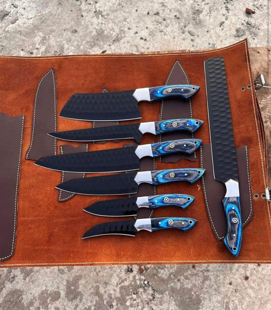"Premium Custom Knife Set for Chefs - Stainless Steel Blades & Leather Case" (Style 2) | Stainless Steel | Kitchen Knives Set | Home
