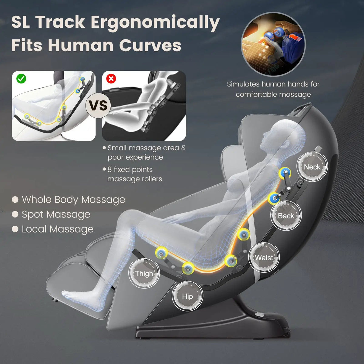Full Body Massage Chair | 49in SL Track | Heat Therapy | Advanced Airbags