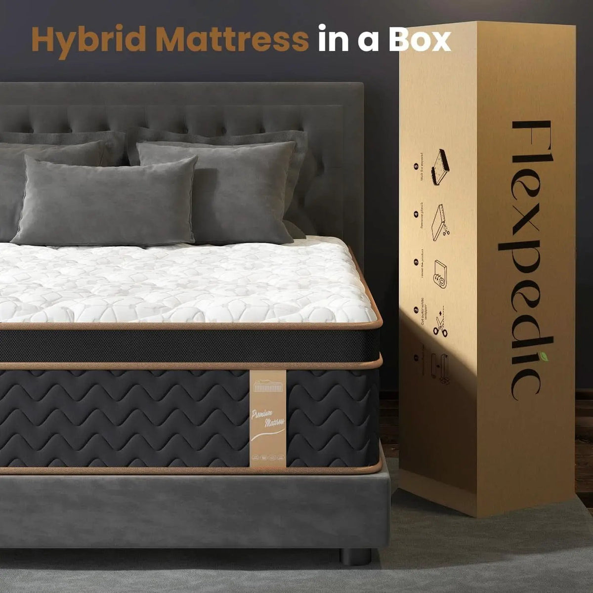 Queen Cooling Hybrid Mattress 14 Inch Certipur US Certified from PriceLows™