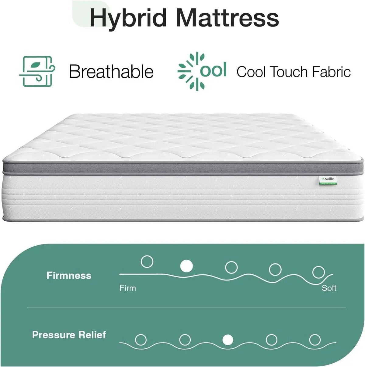 Queen Hybrid Mattress 12 Inch Soft Pillow Top Comfort from PriceLows™