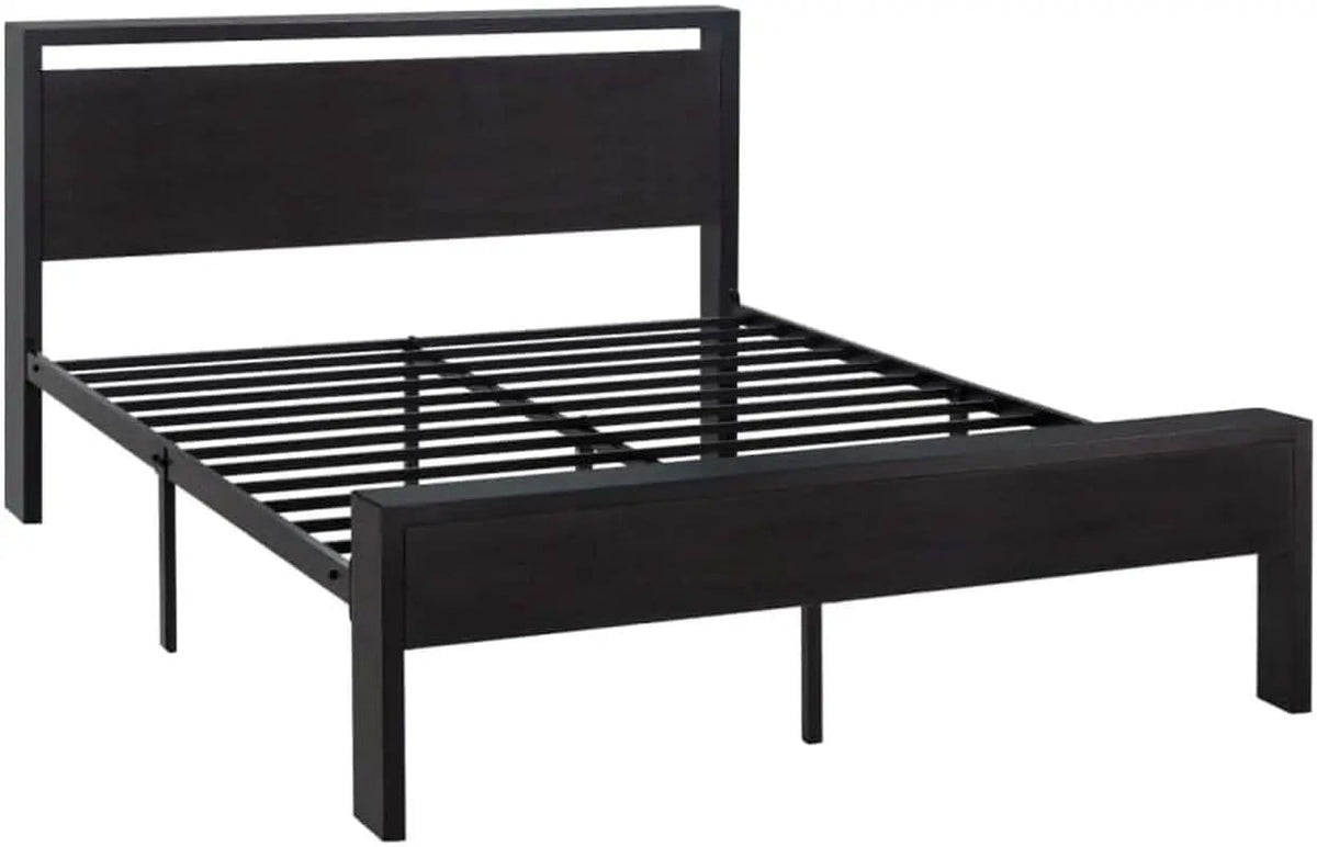 Queen Platform Bed Frame With Wooden Headboard And Footboard Black Oak from PriceLows™