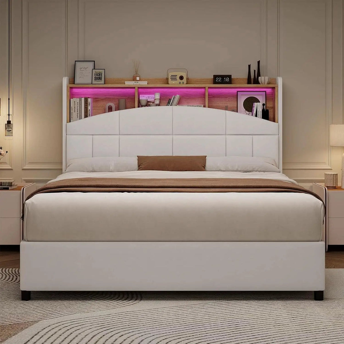 Queen Size Velvet Upholstered Bed Frame With Storage from PriceLows™