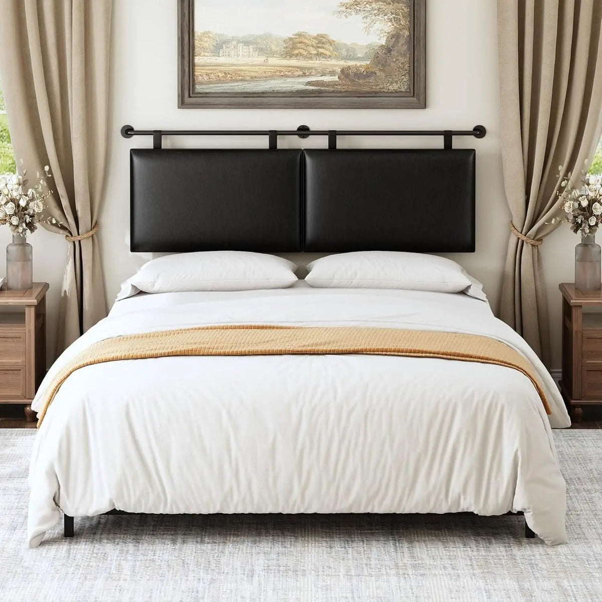 Queen Size Wall Mounted Headboard Industrial Pipe Design from PriceLows™