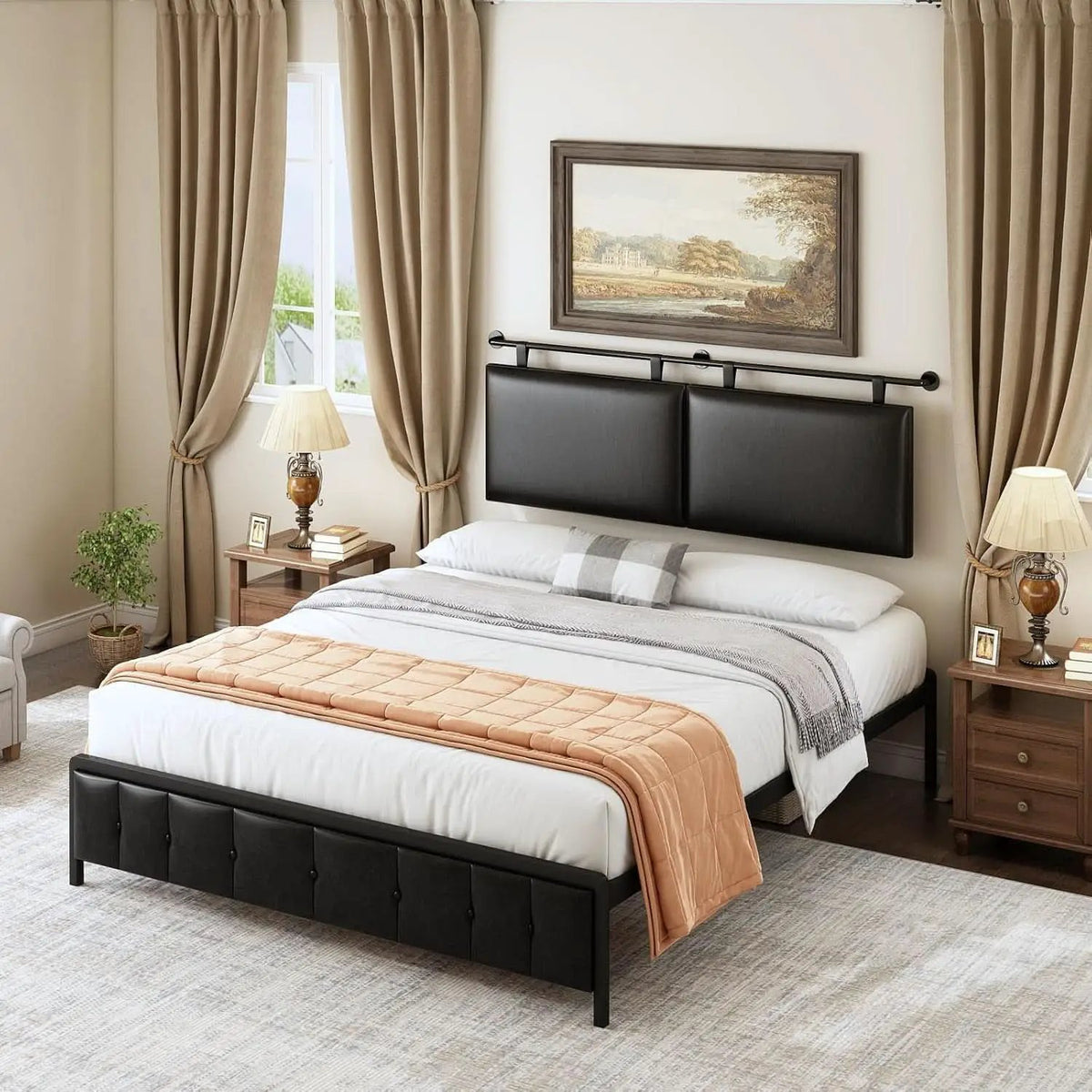 Queen Size Wall Mounted Headboard Industrial Pipe Design from PriceLows™