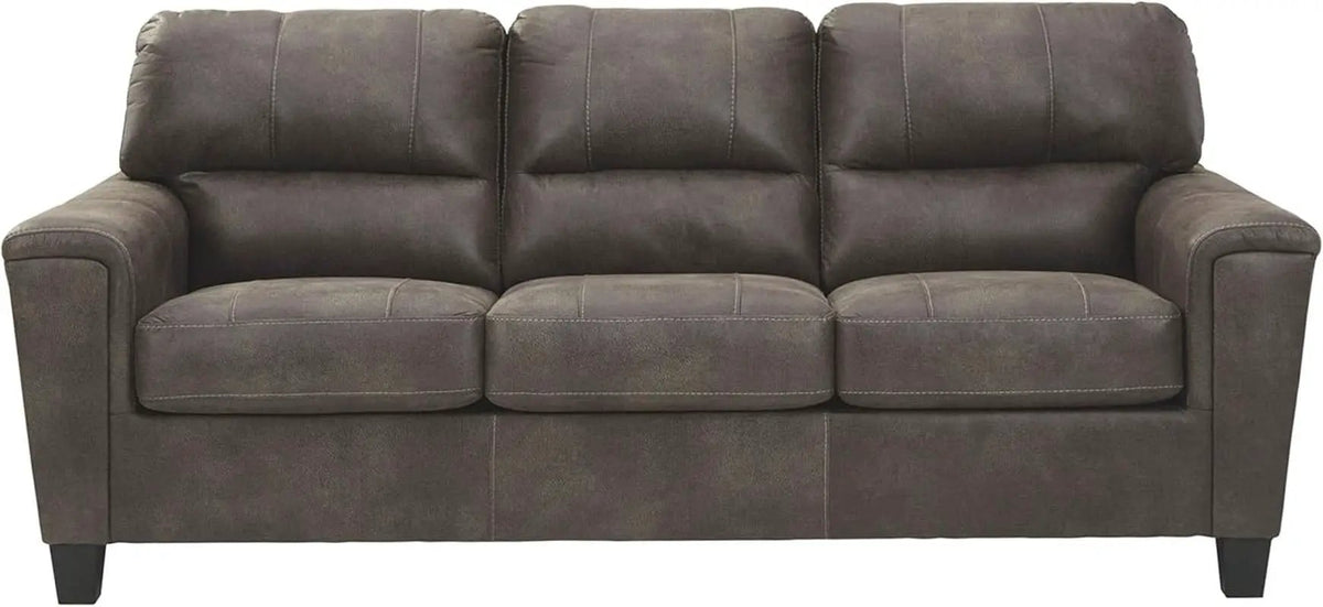 Queen Faux Leather Contemporary Sleeper Couch Gray from PriceLows™