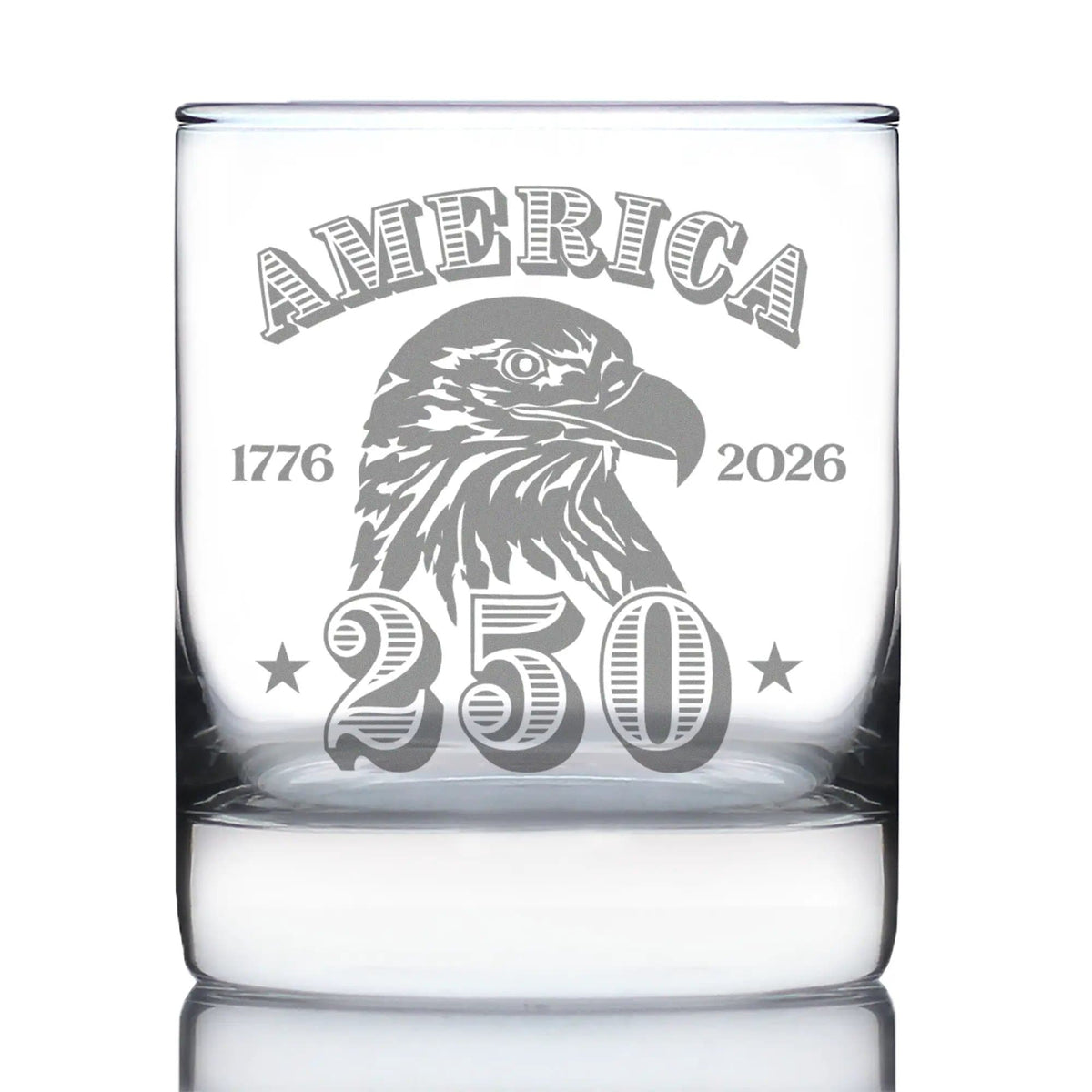 Etched Rocks Glass | 10.25 oz Whiskey Glass | Dishwasher Safe | America's 250th Anniversary Engraved