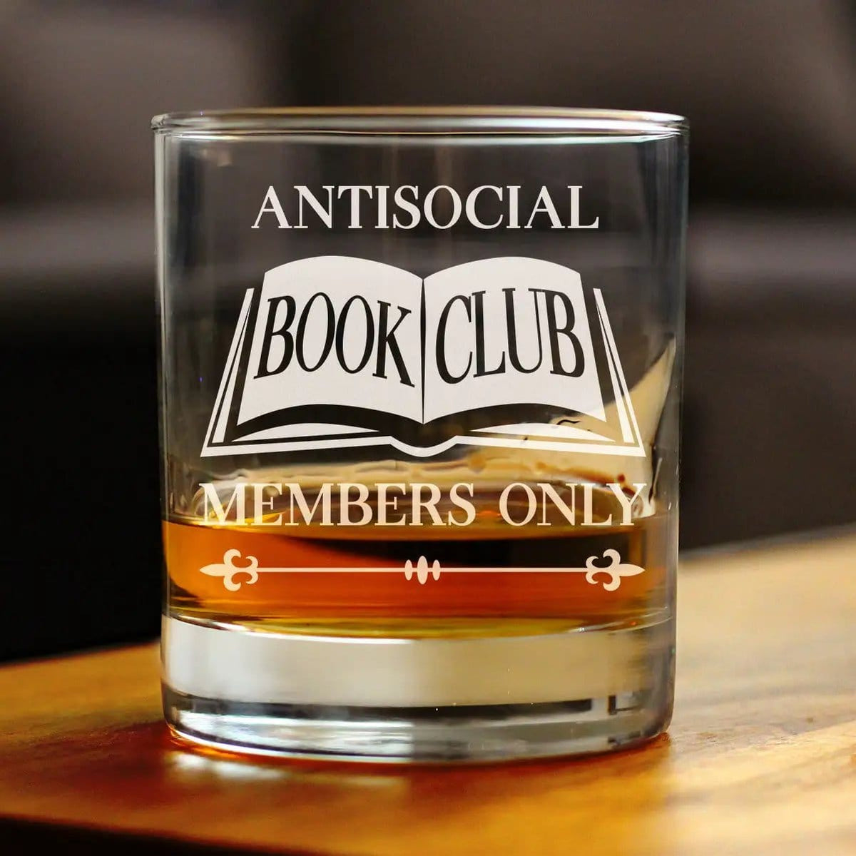 Etched Rocks Glass | 10.25 oz Whiskey Glass | Dishwasher Safe | Antisocial Book Club Engraved