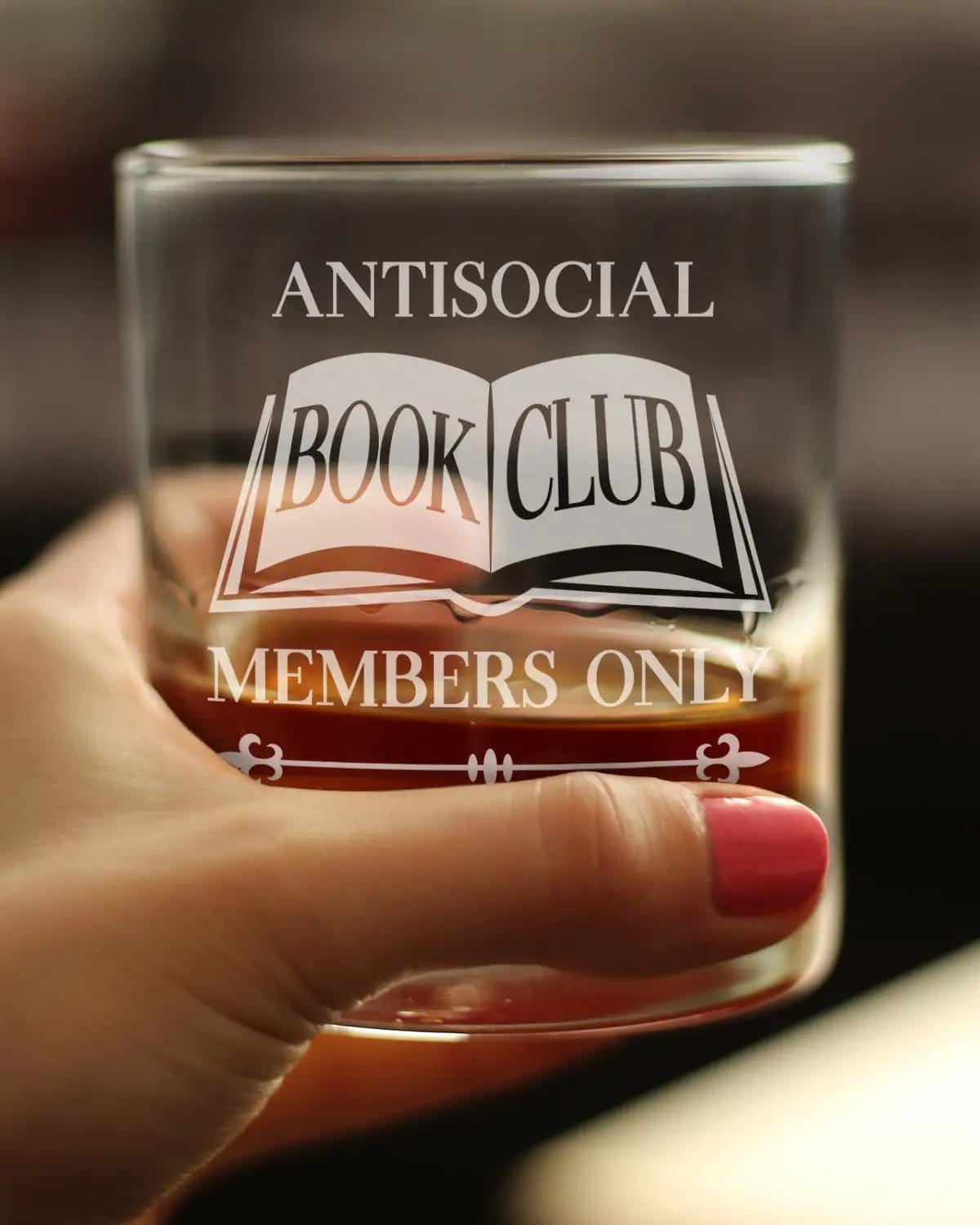 Etched Rocks Glass | 10.25 oz Whiskey Glass | Dishwasher Safe | Antisocial Book Club Engraved