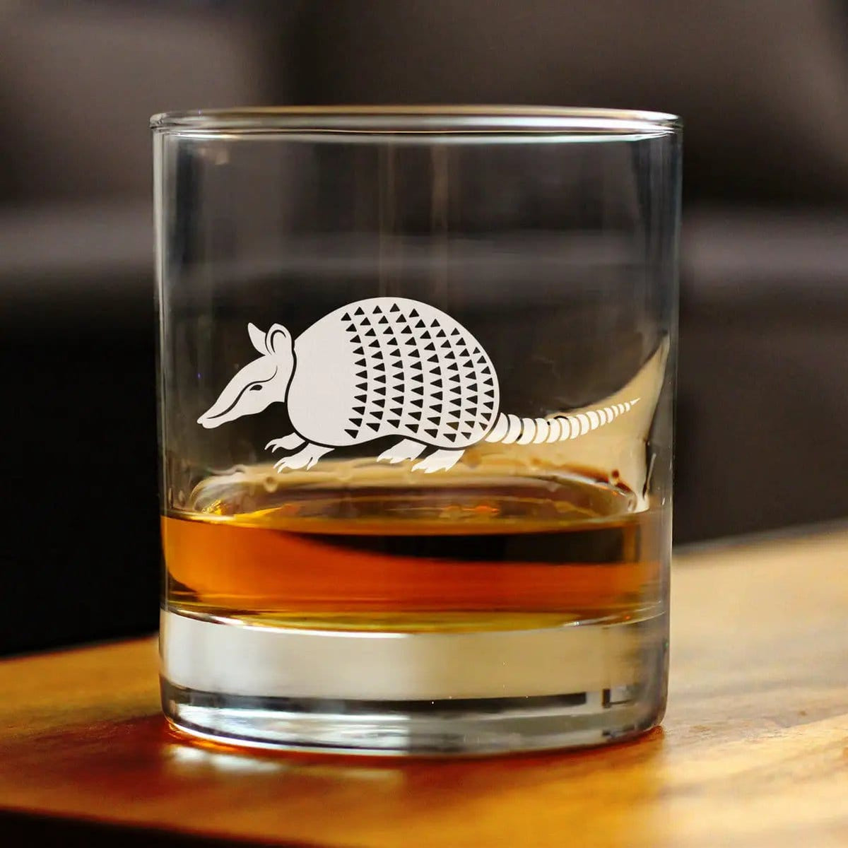 Etched Rocks Glass | 10.25 oz Whiskey Glass | Dishwasher Safe | Armadillo Engraved