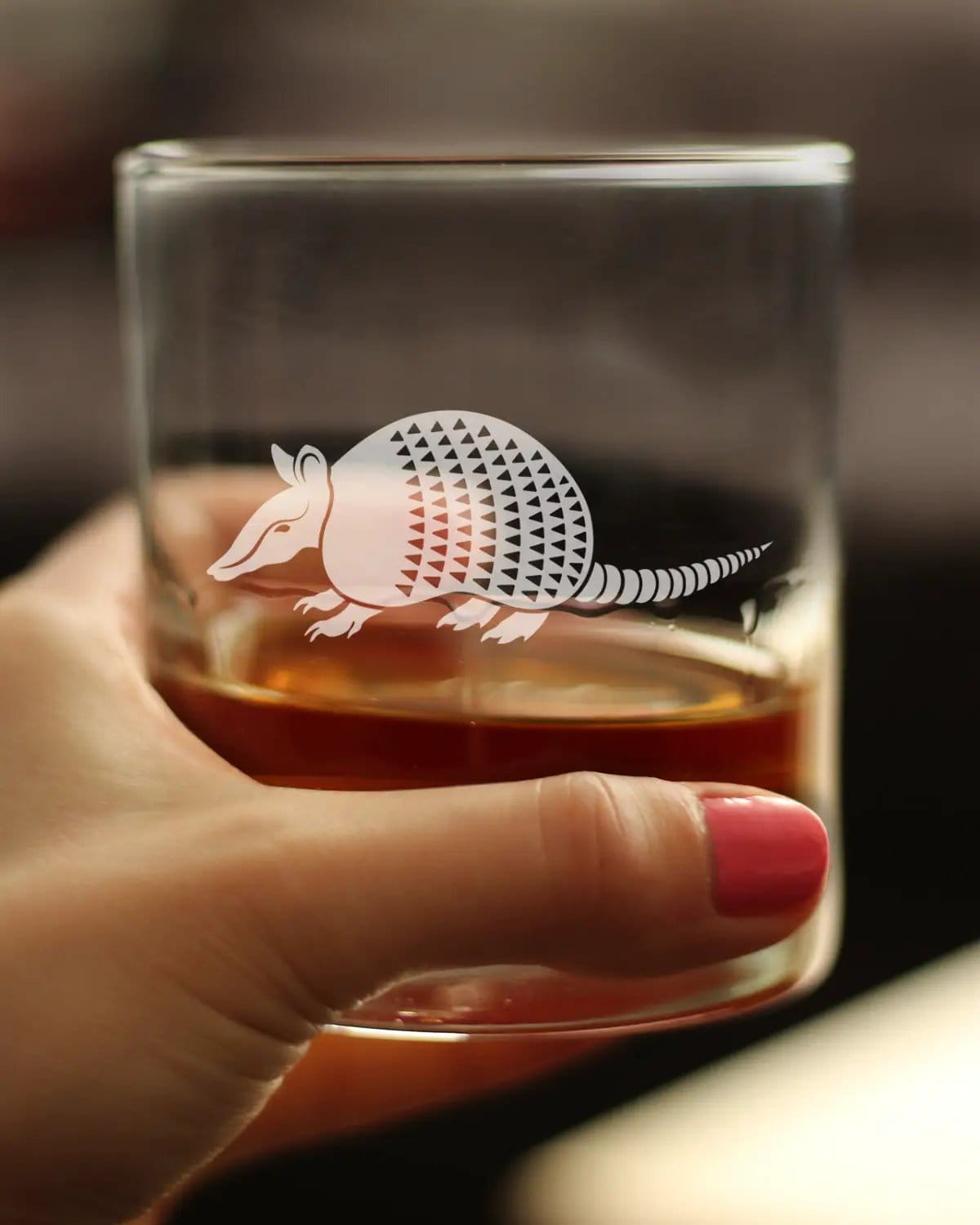 Etched Rocks Glass | 10.25 oz Whiskey Glass | Dishwasher Safe | Armadillo Engraved