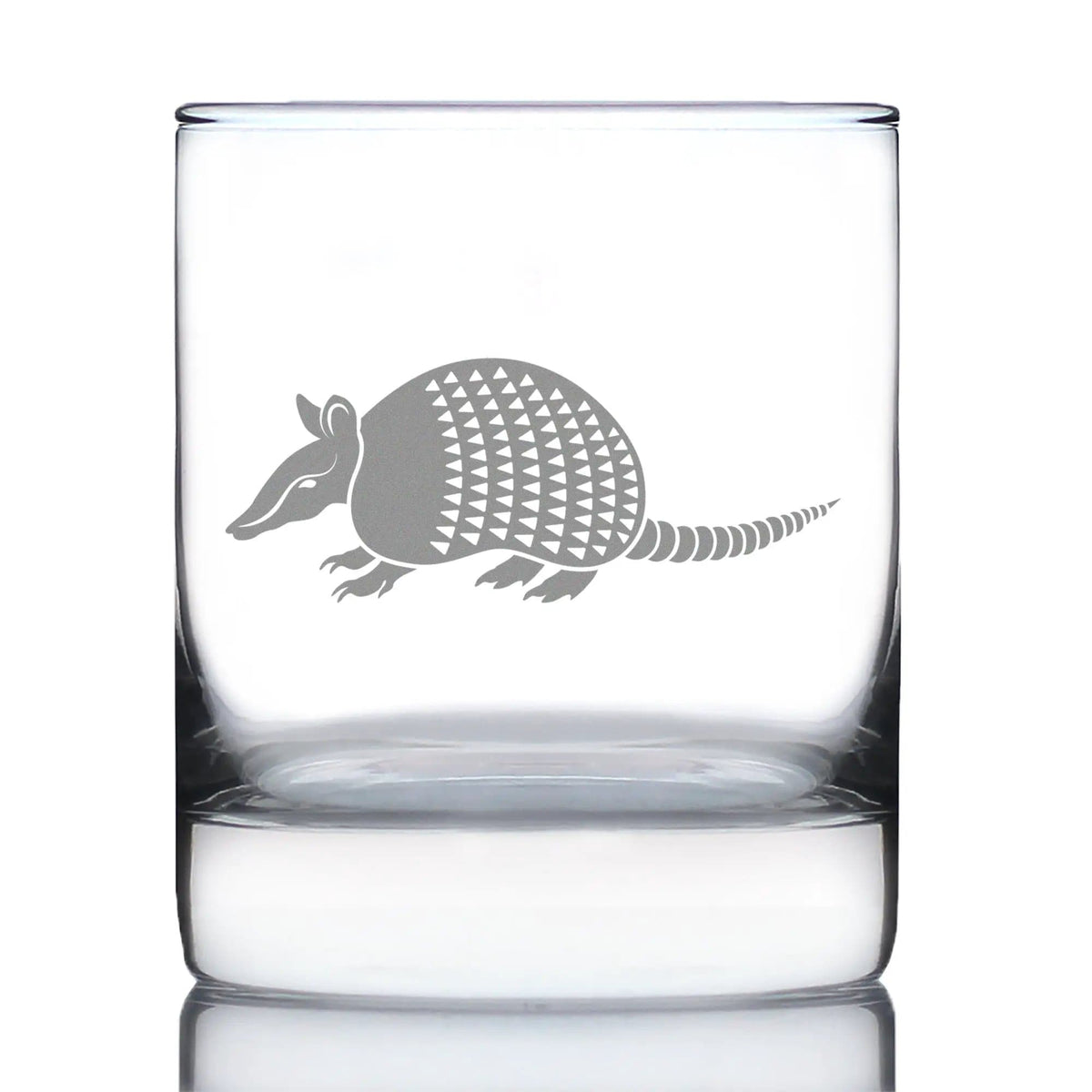 Etched Rocks Glass | 10.25 oz Whiskey Glass | Dishwasher Safe | Armadillo Engraved