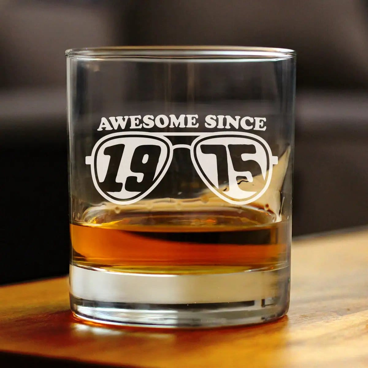 Etched Rocks Glass | 10.25 oz Whiskey Glass | Dishwasher Safe | Awesome Since 1975 Engraved