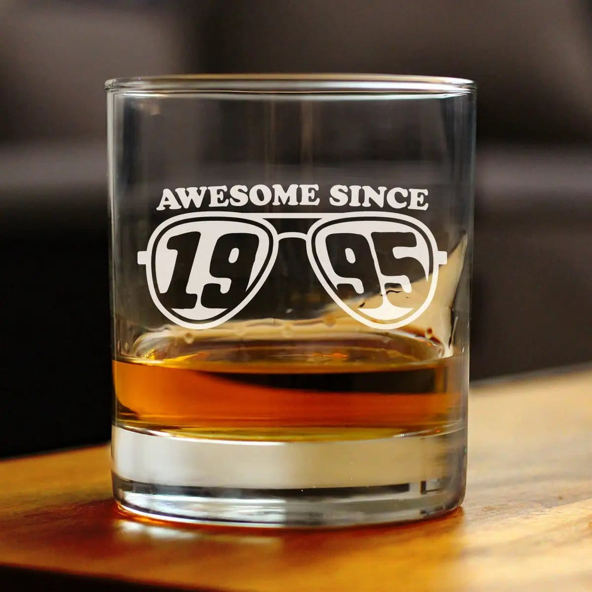 Etched Rocks Glass | 10.25 oz Whiskey Glass | Dishwasher Safe | Awesome Since 1995 Engraved