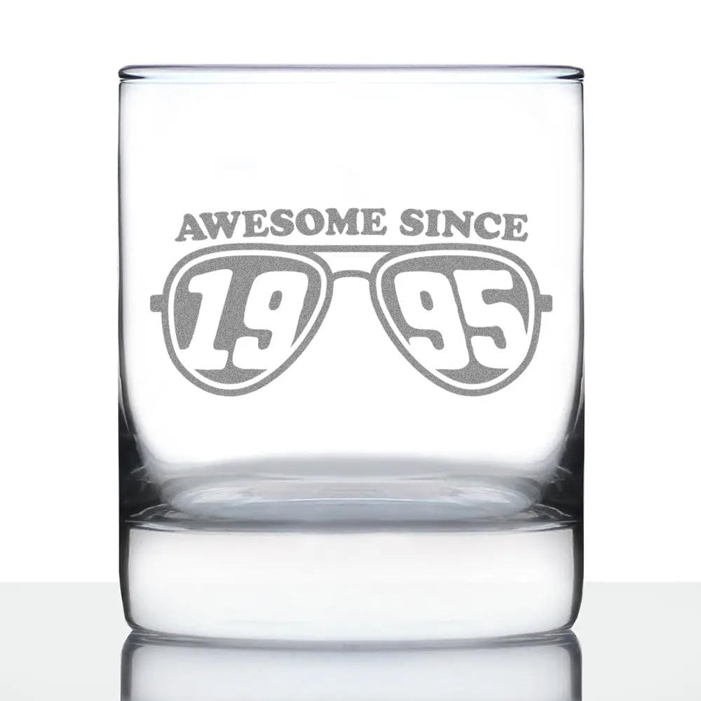 Etched Rocks Glass | 10.25 oz Whiskey Glass | Dishwasher Safe | Awesome Since 1995 Engraved