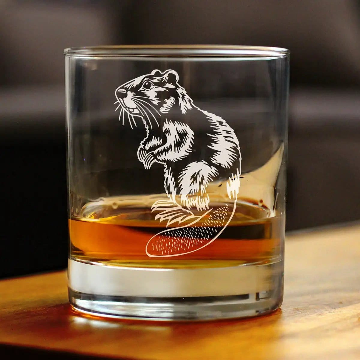 Etched Rocks Glass | 10.25 oz Whiskey Glass | Dishwasher Safe | Beaver Engraved