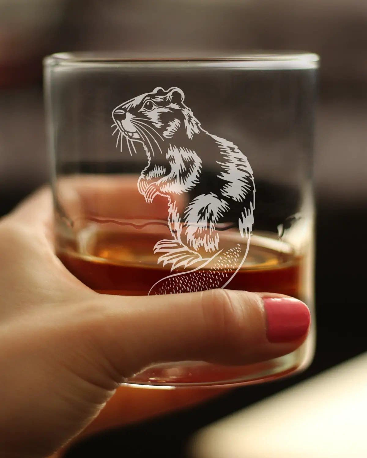 Etched Rocks Glass | 10.25 oz Whiskey Glass | Dishwasher Safe | Beaver Engraved