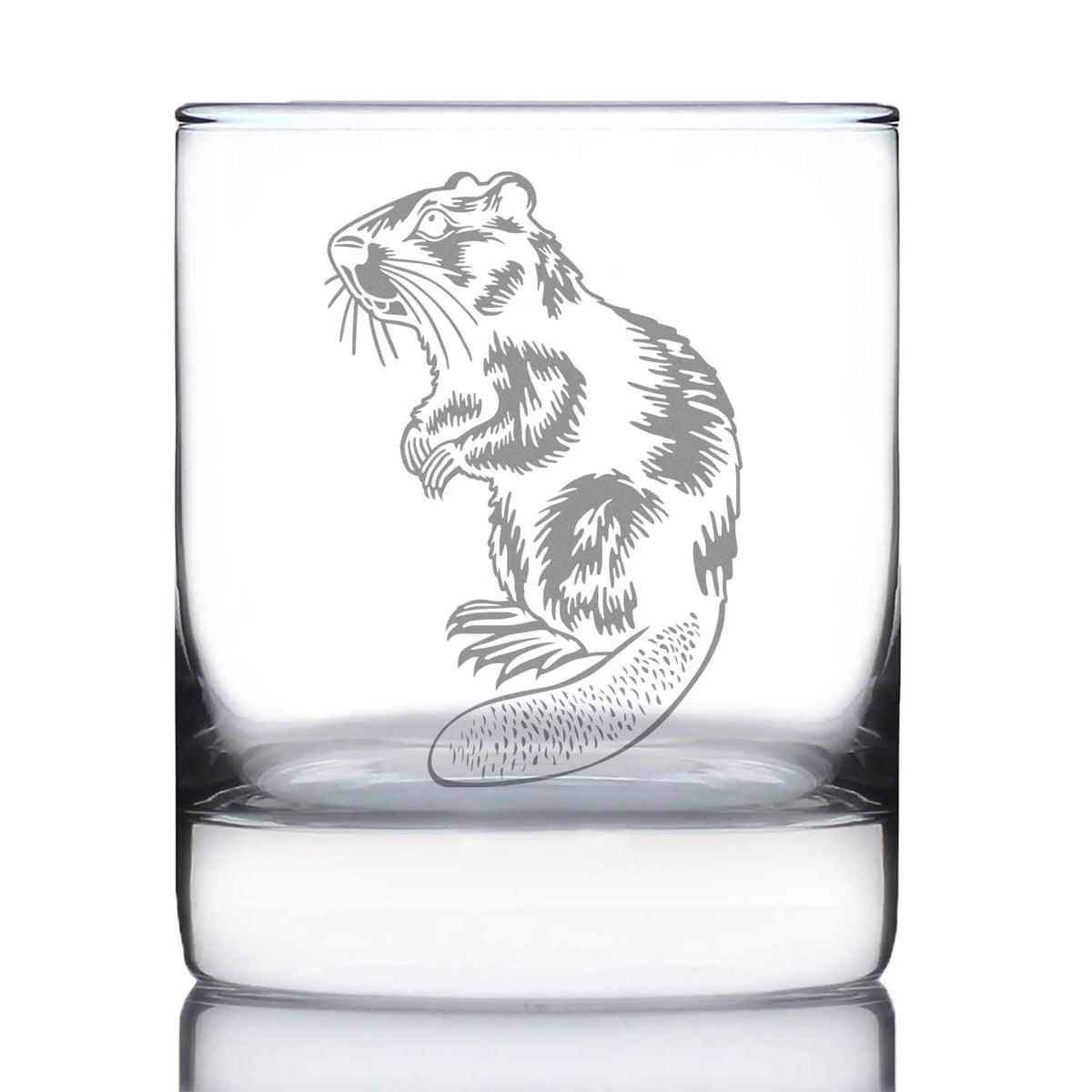 Etched Rocks Glass | 10.25 oz Whiskey Glass | Dishwasher Safe | Beaver Engraved