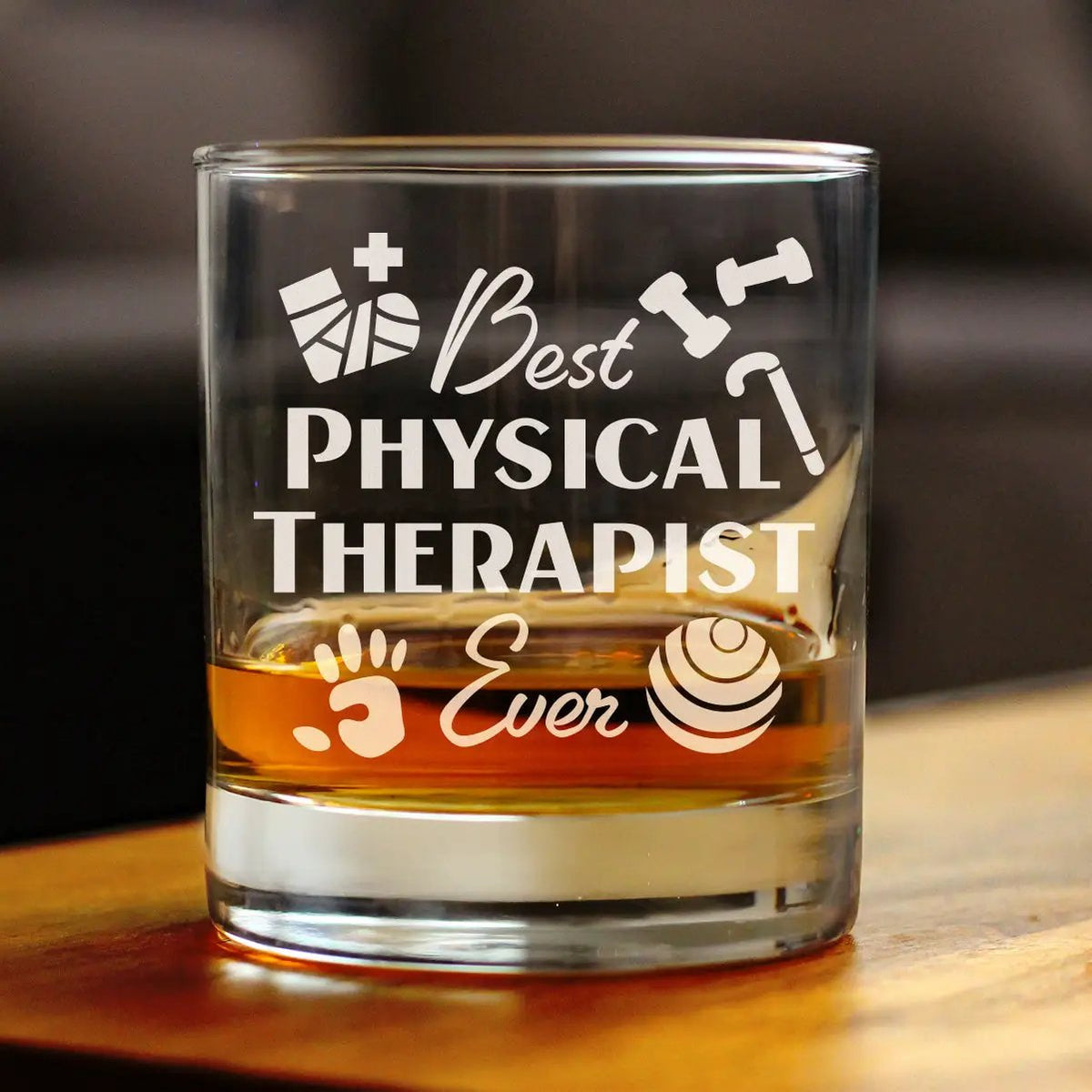 Whiskey Rocks Glass | Hand Etched | 10 Oz | Physical Therapy