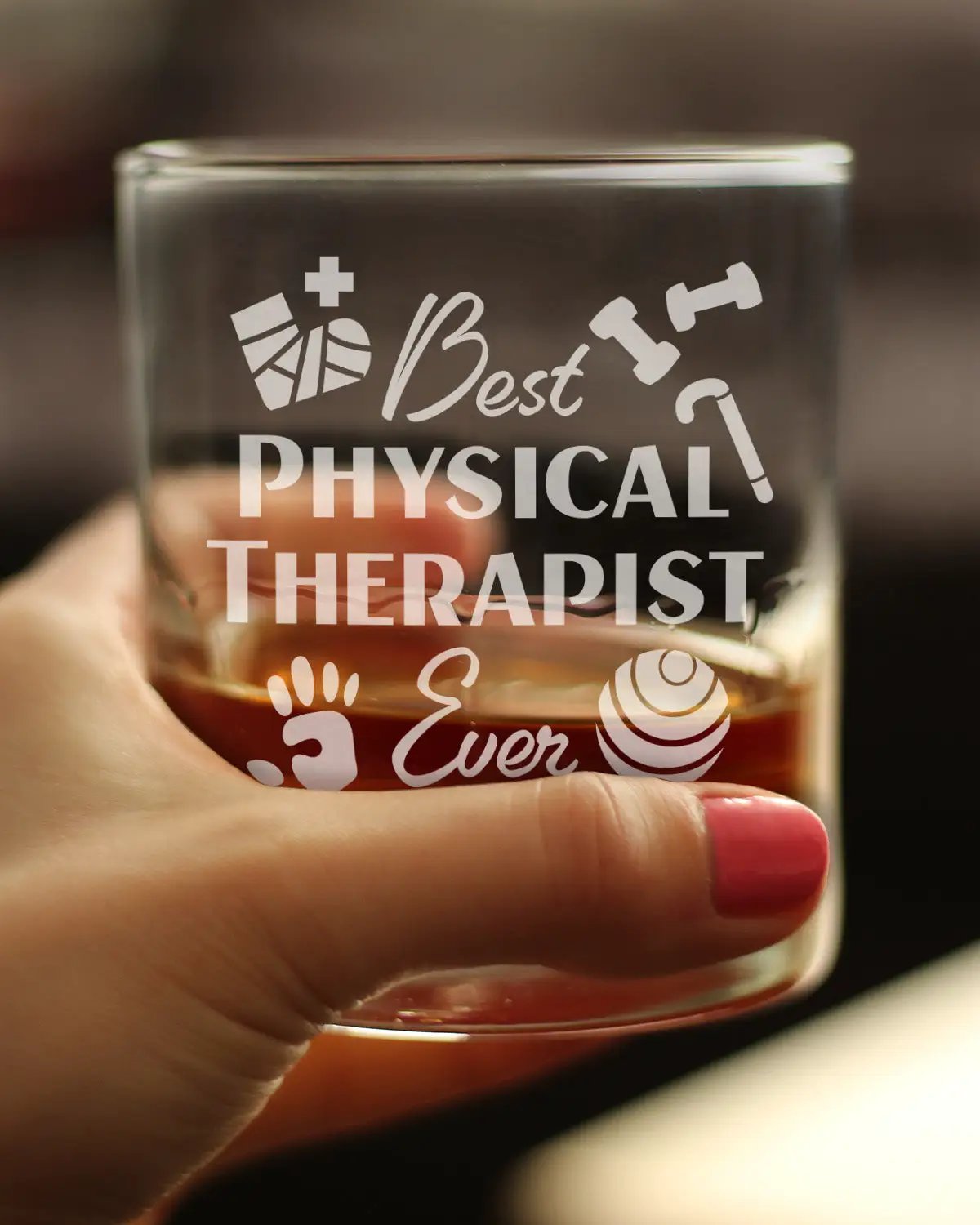 Whiskey Rocks Glass | Hand Etched | 10 Oz | Physical Therapy