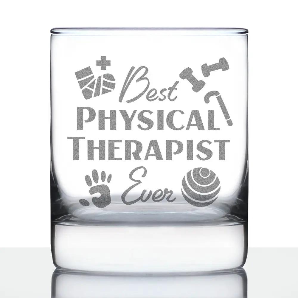 Whiskey Rocks Glass | Hand Etched | 10 Oz | Physical Therapy