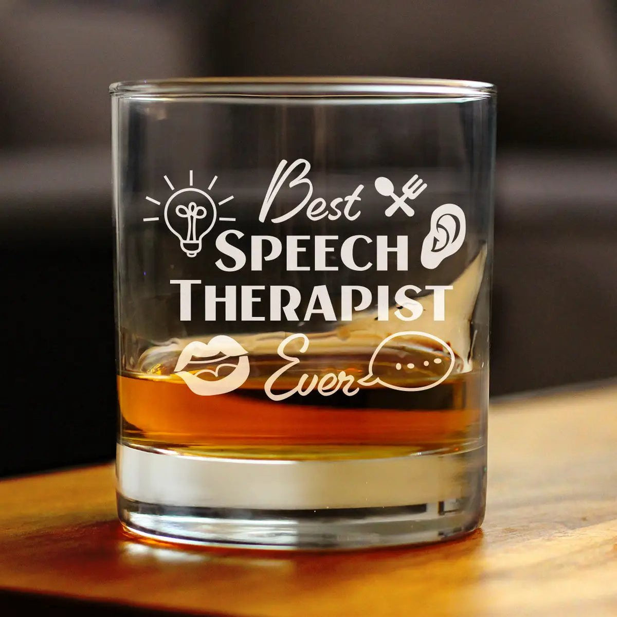Whiskey Rocks Glass | Etched Text Design | 10 Oz Capacity