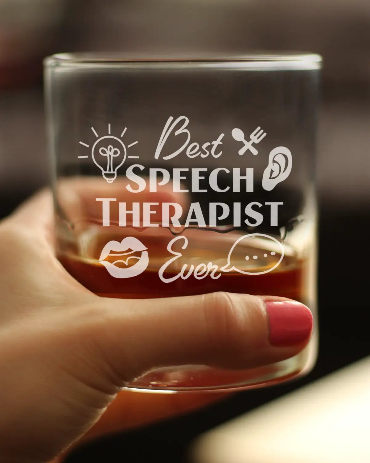 Whiskey Rocks Glass | Etched Text Design | 10 Oz Capacity