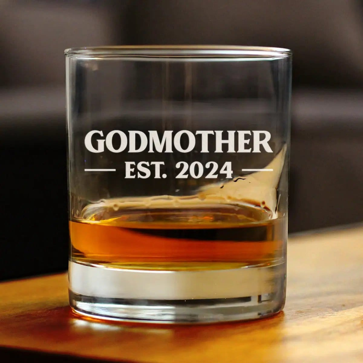 Etched Rocks Glass | 10.25 oz Whiskey Glass | Dishwasher Safe | Godmother Est 2024 - New Godmother