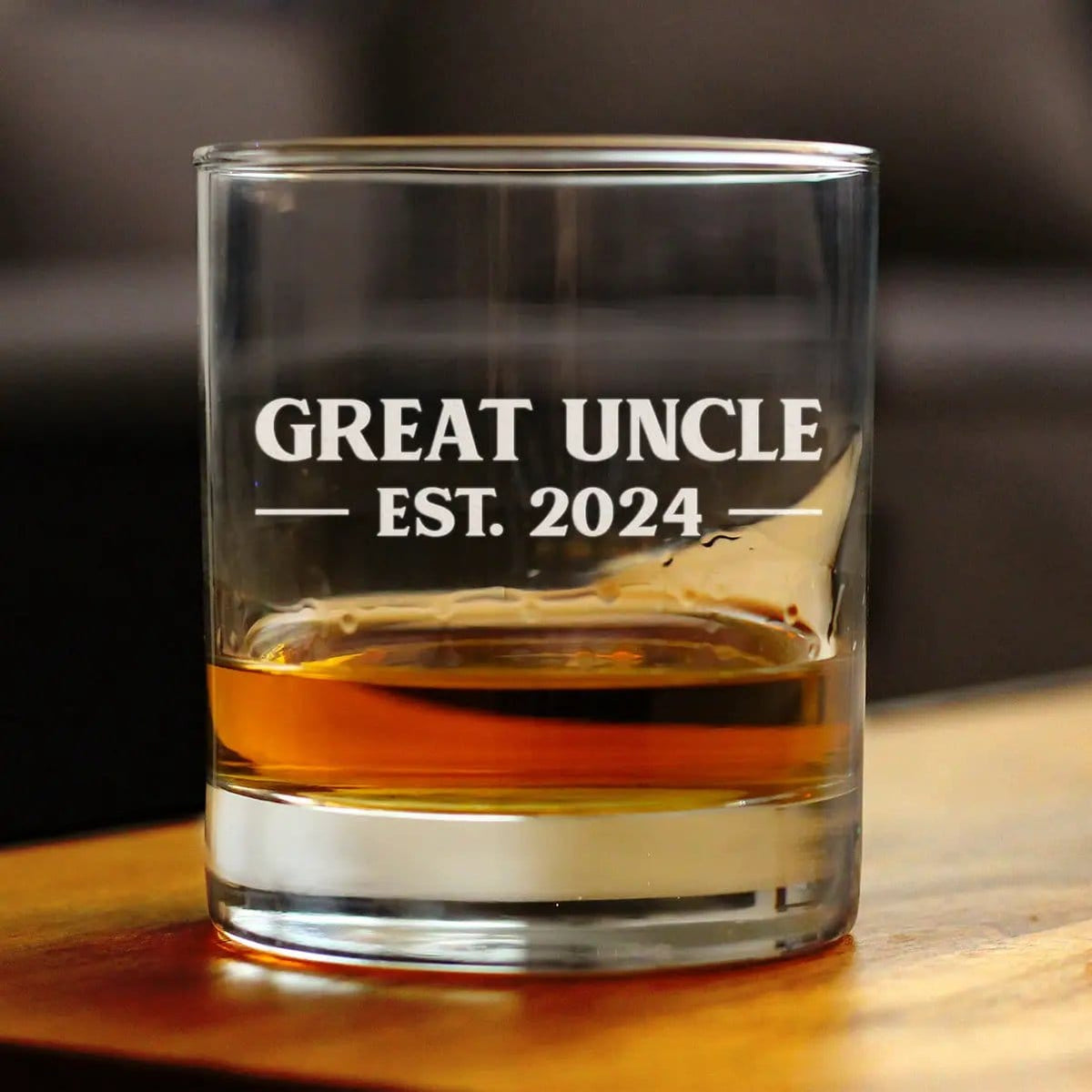 Etched Rocks Glass | 10.25 oz Whiskey Glass | Dishwasher Safe | Great Uncle Est 2024 (Style 2)