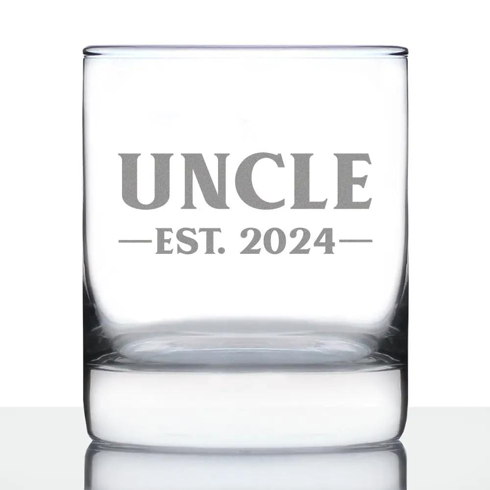 Etched Rocks Glass | 10.25 oz Whiskey Glass | Dishwasher Safe | Uncle Est 2024