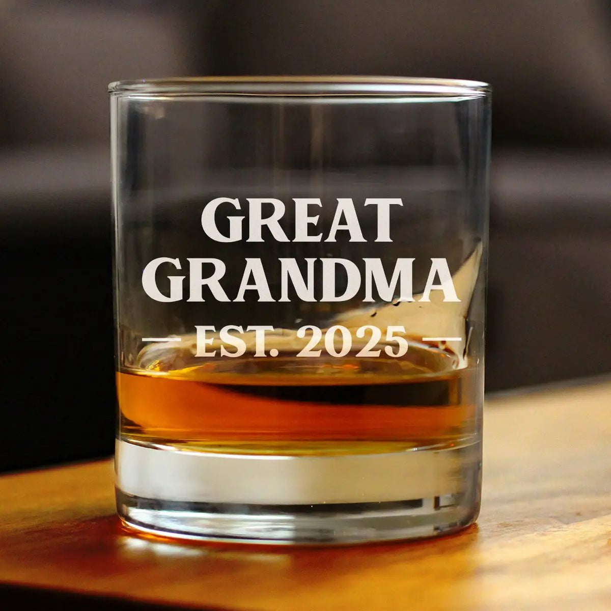Great Grandma Whiskey Rocks Glass | Est 2025 Etched Design | 10 Oz