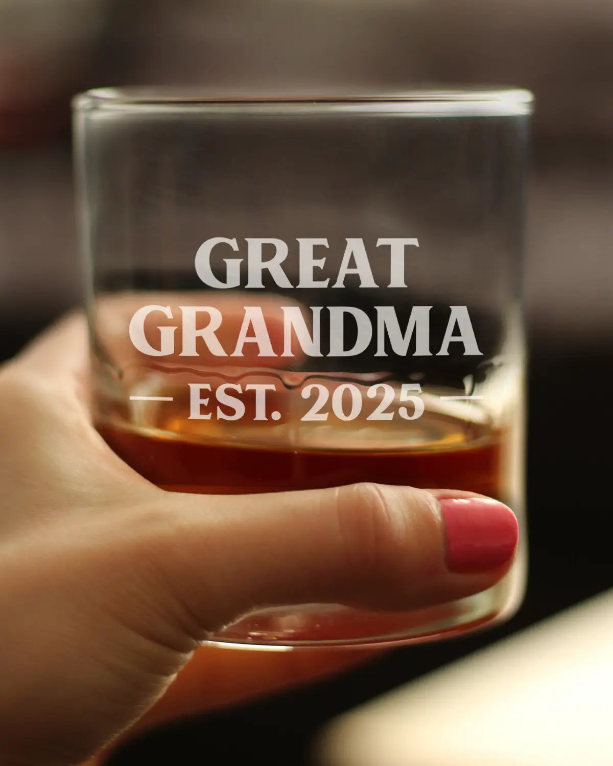 Great Grandma Whiskey Rocks Glass | Est 2025 Etched Design | 10 Oz