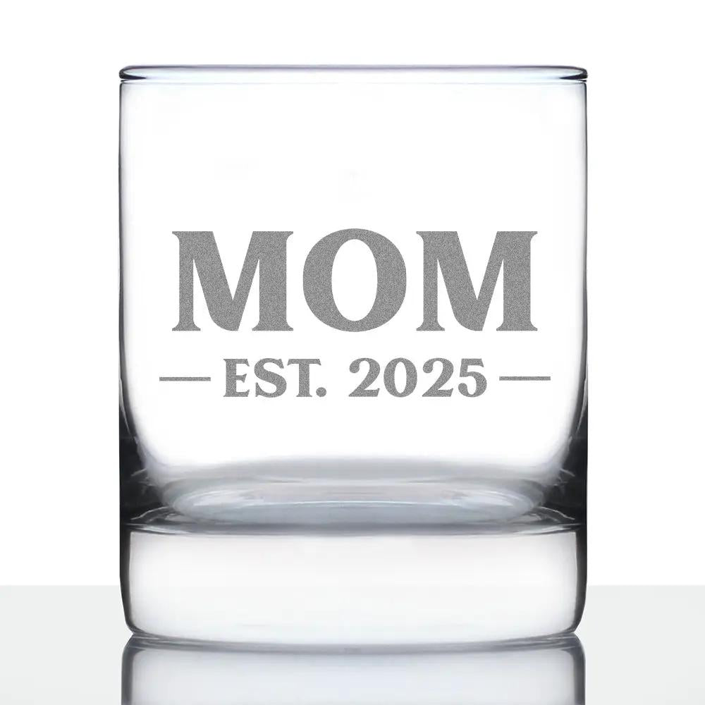 Whiskey Rocks Glass | Hand Etched | 10 Ounce | Mom Est 2025