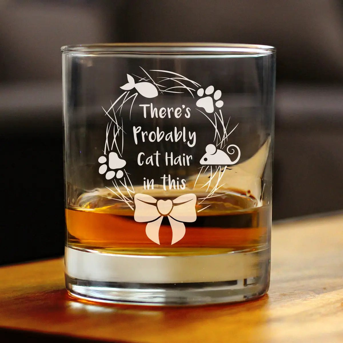 Whiskey Rocks Glass | 10 Oz Capacity | Deep Etched Cat Quote