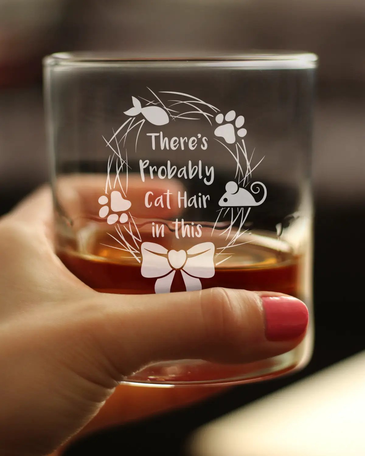 Whiskey Rocks Glass | 10 Oz Capacity | Deep Etched Cat Quote