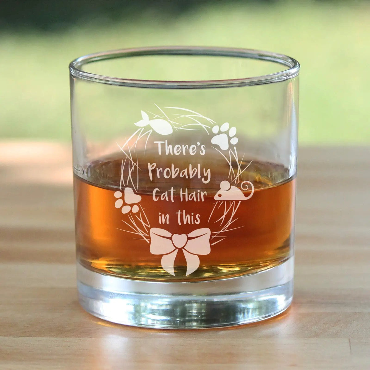 Whiskey Rocks Glass | 10 Oz Capacity | Deep Etched Cat Quote